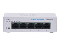 Cisco Business 110 Series 110-5T-D - Commutateur - non géré - 5 x 10/100/1000 - de bureau, Montable sur rack, fixation murale - Tension CC CBS110-5T-D-EU